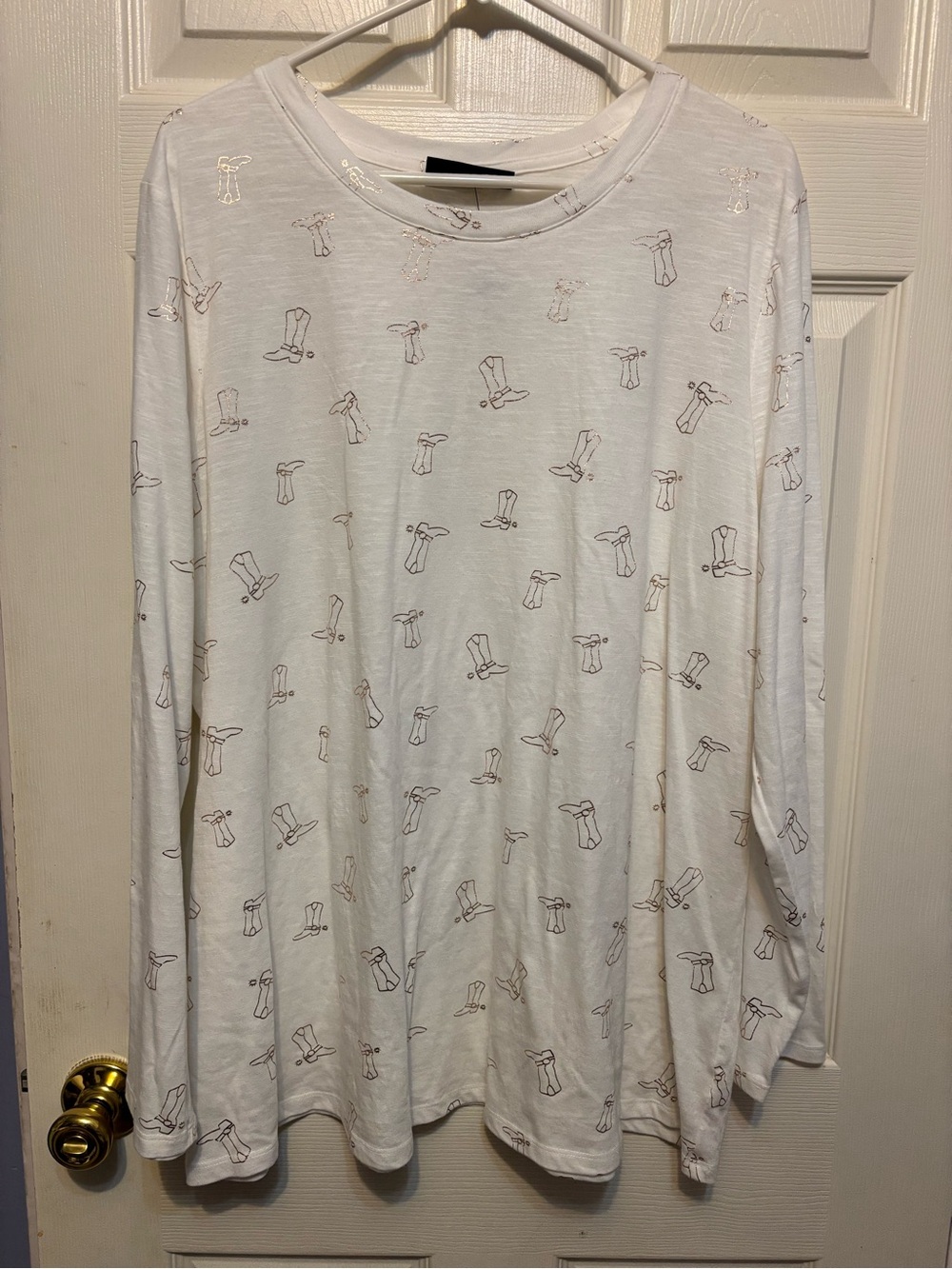 Women’s Lane Bryant White Cowboy Boot Print Lounge Top